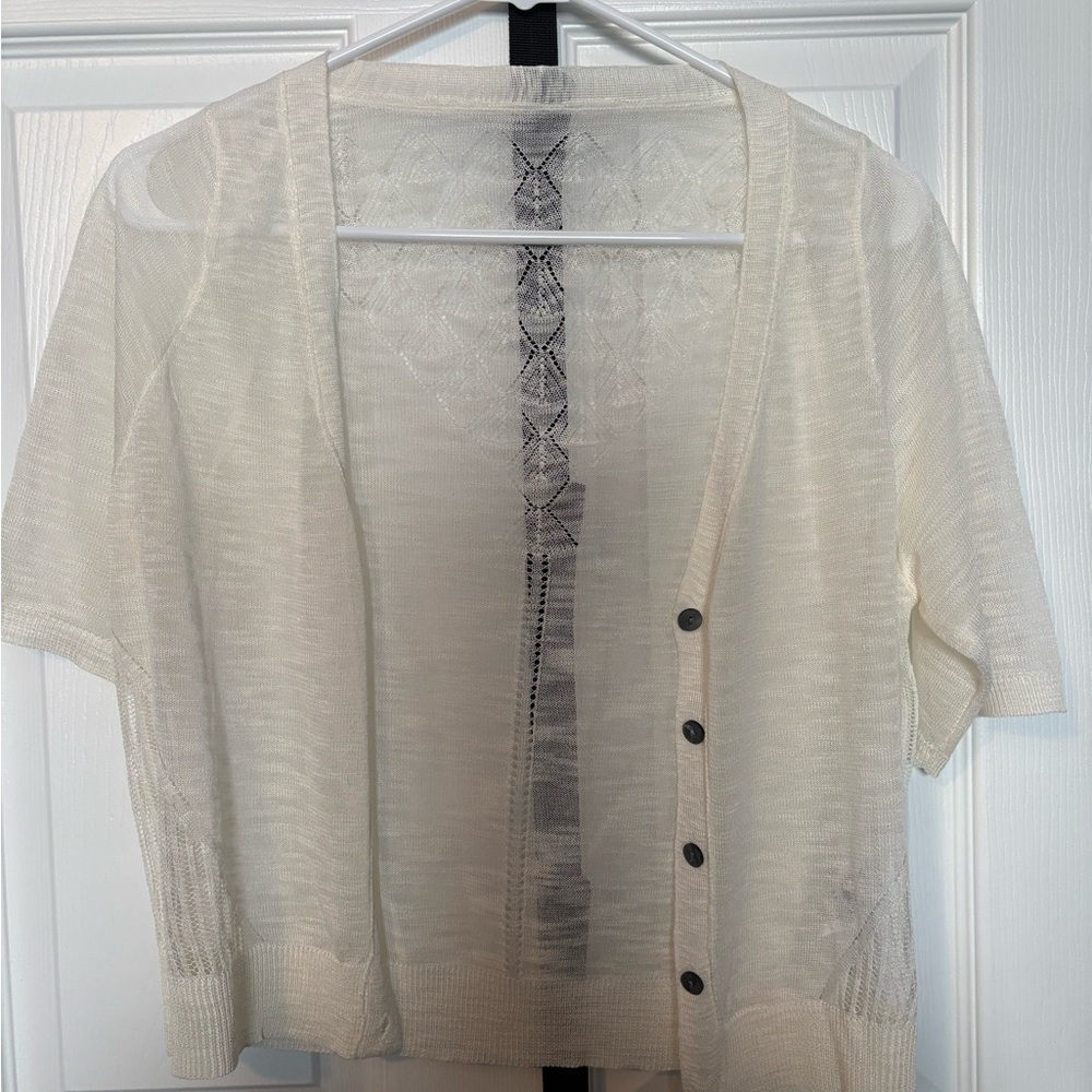 SHEIN Cream Button-Up Cardigan